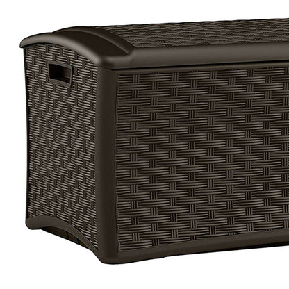 Suncast 72 Gallon Resin Wicker Outdoor Patio Storage Deck Box, Brown (6 Pack) - 126415