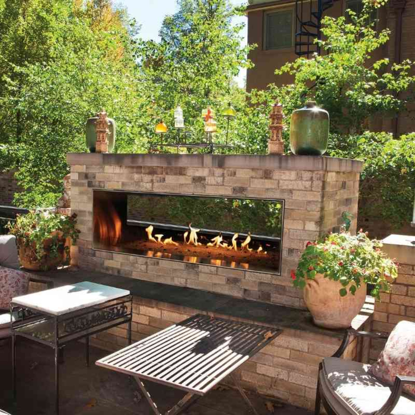 Empire Carol Rose 60" See Through Vent Free Outdoor Linear Fireplace - OLL60SP12SN