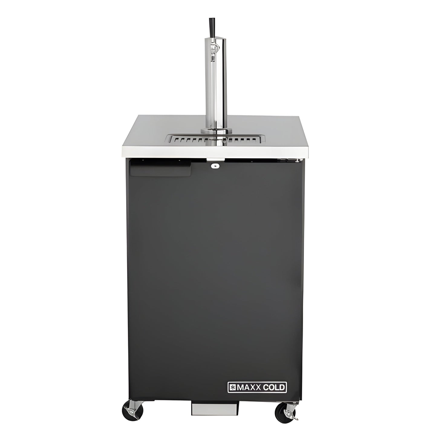 Maxx Cold Single Tower Beer Dispenser, 7.2 cu. ft., 1 Barrel/Keg (204 L), Black/Stainless Steel Top - MXBD24-1B