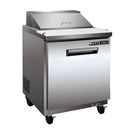 Maxx Cold One-Door Refrigerated Sandwich and Salad Prep Station, 7 cu. ft., in Stainless Steel - MXCR29SHC