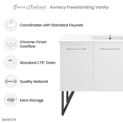 Swiss Madison Annecy 48" Bathroom Vanity in White - SM-BV214 - Backyard Provider