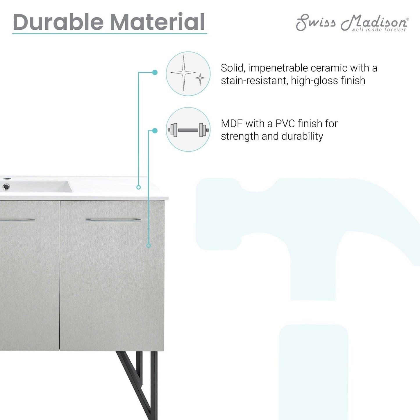 Swiss Madison Annecy 48" Bathroom Vanity in Brushed Grey - SM-BV234 - Backyard Provider
