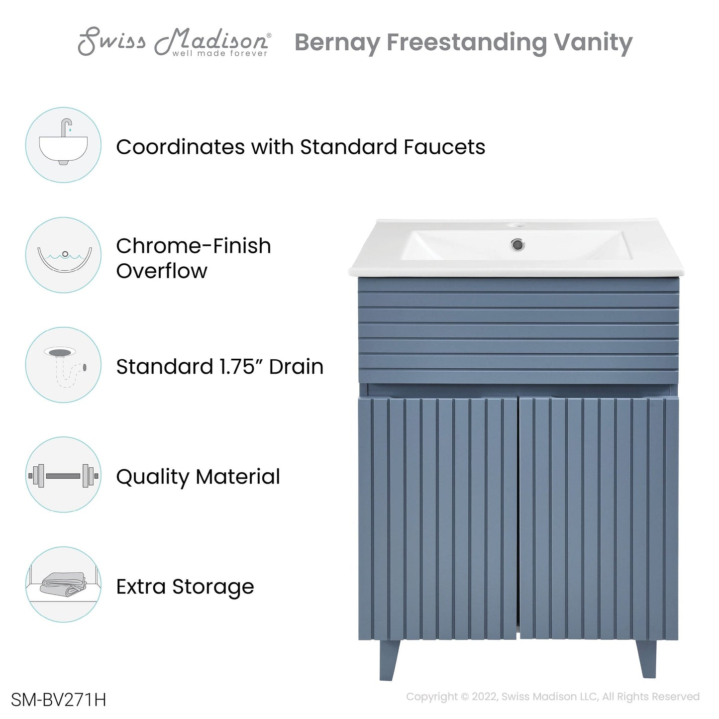 Swiss Madison Bernay 24" Bathroom Vanity in Heather - ﻿﻿SM-BV271H - Backyard Provider