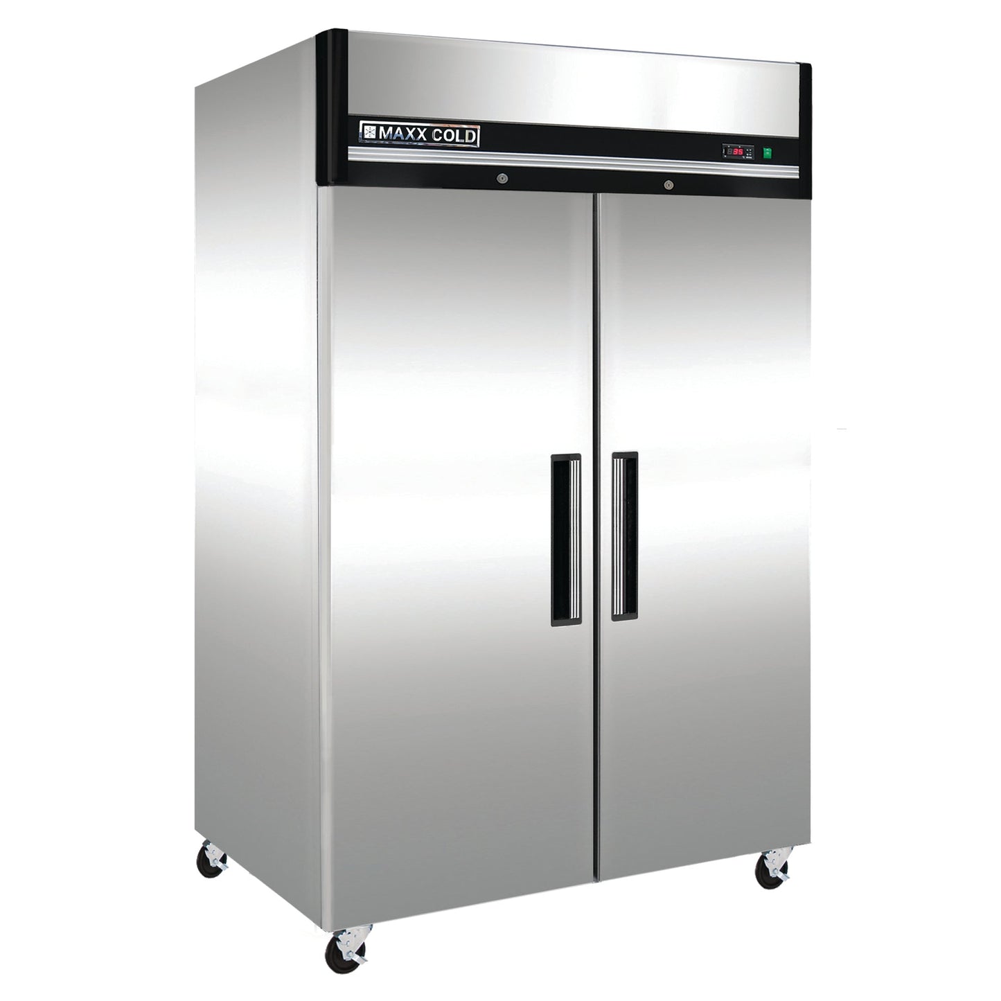 Maxx Cold Double Door Reach-In Refrigerator, Top Mount, 54"W, 49 cu. ft. Storage Capacity, Energy Star Rated, in Stainless Steel - MCRT-49FDHC