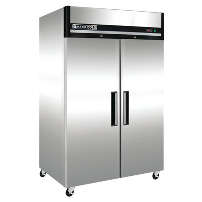 Maxx Cold Double Door Reach-In Refrigerator, Top Mount, 54"W, 49 cu. ft. Storage Capacity, Energy Star Rated, in Stainless Steel - MCRT-49FDHC