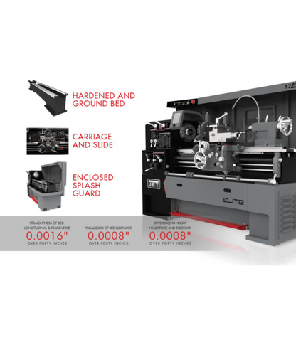 JET Elite E-1340VS Lathe with ACU-RITE 203 CSS DRO with Taper Attachment and Collet Closer - JET-892410