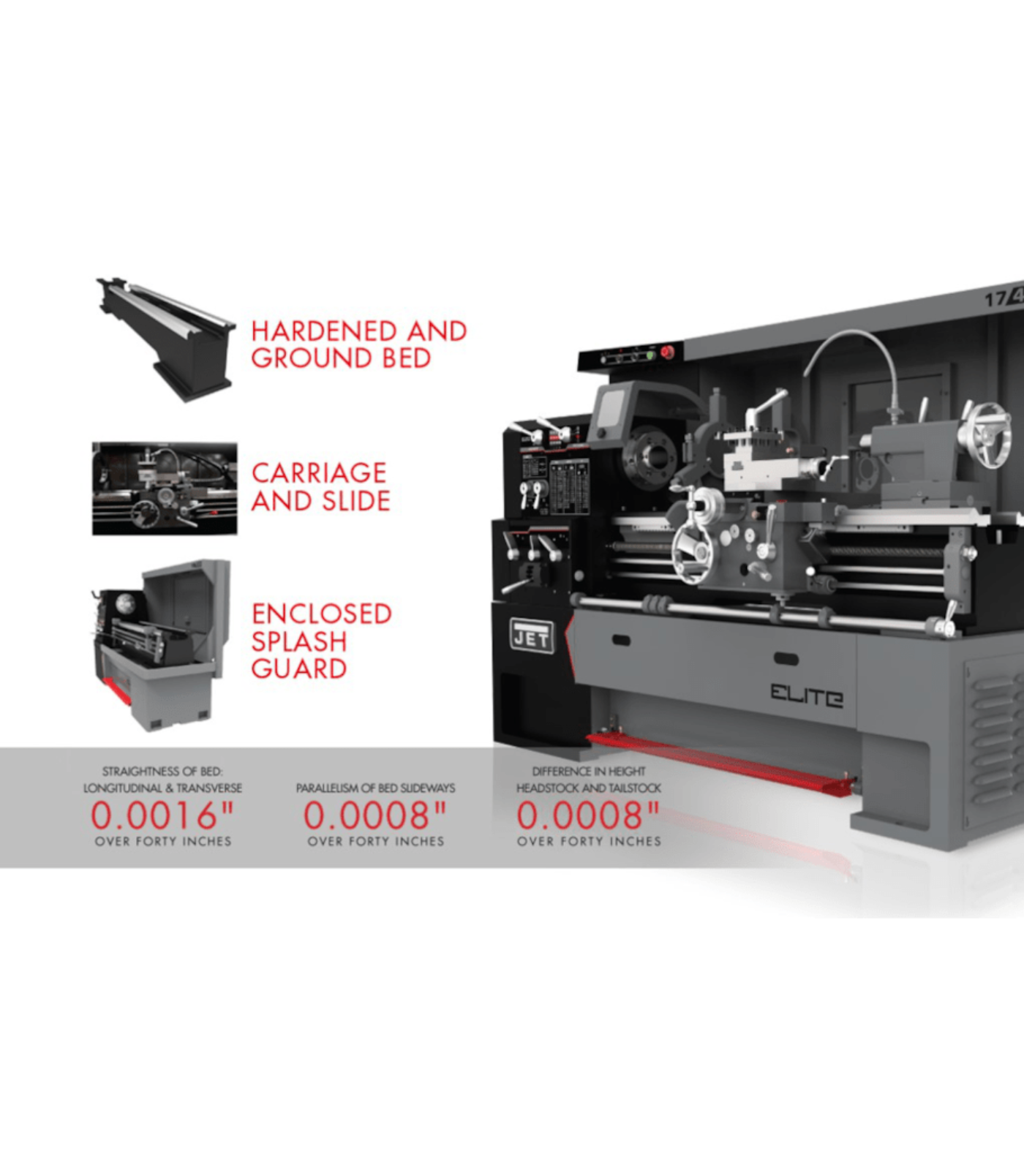JET Elite Lathe E-1340VS with Taper Attachment and Collet Closer - JT9-892402