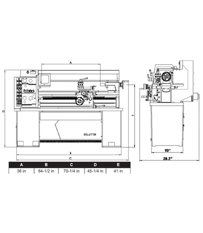 JET Elite Lathe E-1440VS with ACU-RITE 303 DRO with Taper Attachment - JT9-892462