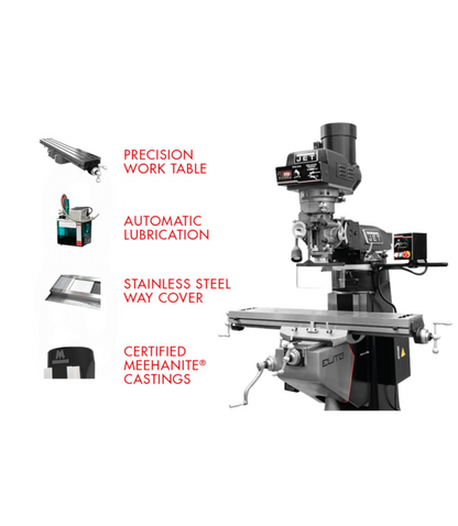 JET Elite ETM-949 Mill with 2-Axis ACU-RITE 303 DRO and X-Axis JET Powerfeed - JT9-894131