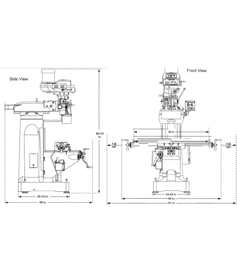 JET Elite EVS-949 Mill with Y-Axis JET Powerfeed - JT9-894301