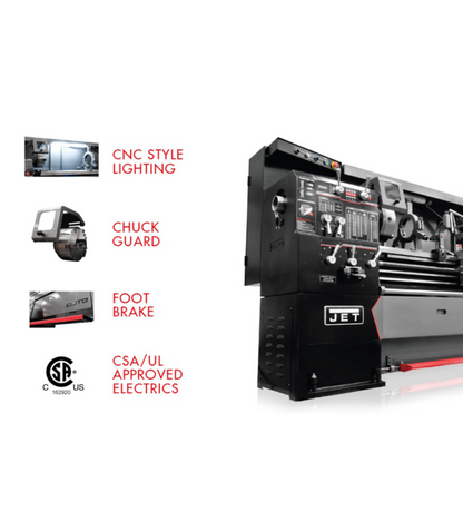 JET Elite Lathe E-1236VS with ACU-RITE 203 DRO with Taper Attachment - JT9-892304