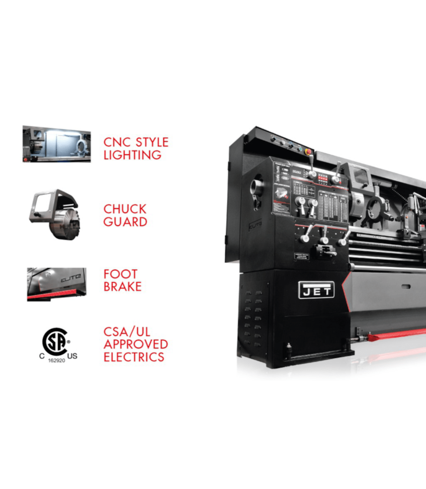 JET Elite Lathe E-1236VS with ACU-RITE 303 CSS DRO with Collet Closer - JT9-892317
