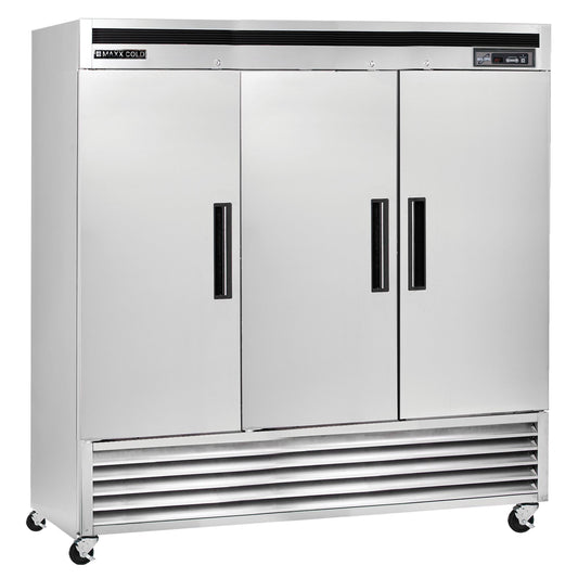 Maxx Cold Triple Door Reach-In Refrigerator, Bottom Mount, 81"W, 72 cu. ft. Storage Capacity, Energy Star Rated, in Stainless Steel -  MCR-72FDHC