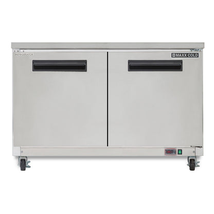 Maxx Cold Double Door Undercounter Refrigerator, 60.3"W, 15.5 cu. ft. Storage Capacity, in Stainless Steel - MXCR60UHC