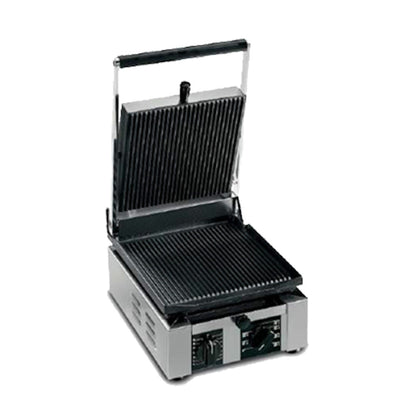 Univex PPRESS1R Single Countertop Panini Press with Ribbed Cast Iron Plates - UVPPRESS1R