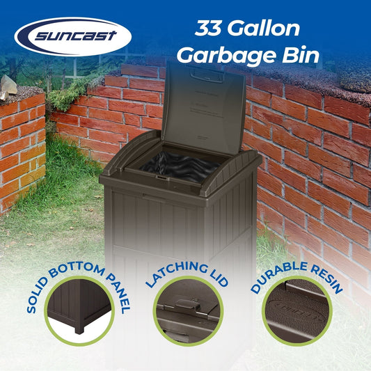 Suncast Trash Hideaway Outdoor 33 Gallon Garbage Waste Can Bin, Java (10 Pack) - 173821