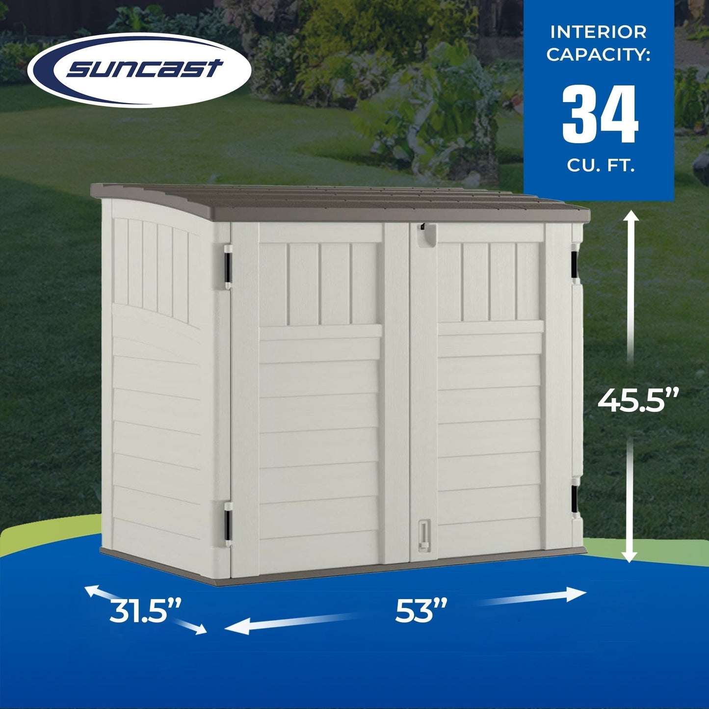 Suncast 53 x 31.5 x 45.5" Resin Storage Shed w/ Reinforced Floor, Ivory (2 Pack) - 111743