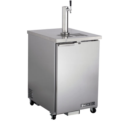 Maxx Cold Single Tower Beer Dispenser, 23.3"W, 7.2 cu. ft., 1 Barrel/Keg (204L) Storage Capacity, in Stainless Steel - MXBD24-1SHC